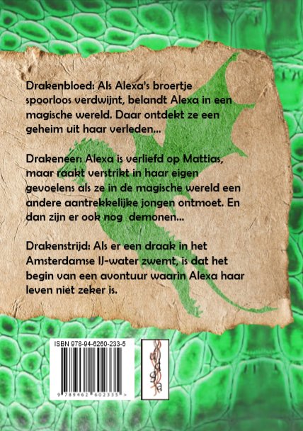 Achterkant van Cinnabari Dracena trilogie