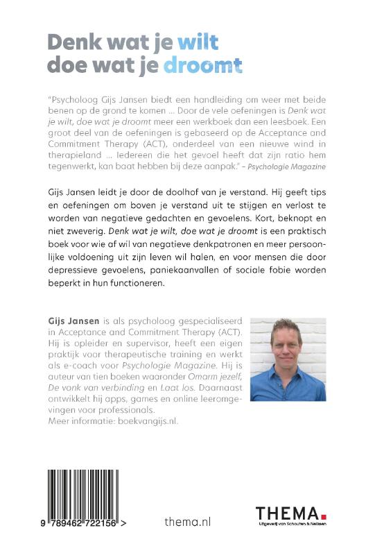 Achterkant van Denk wat je wilt, doe wat je droomt