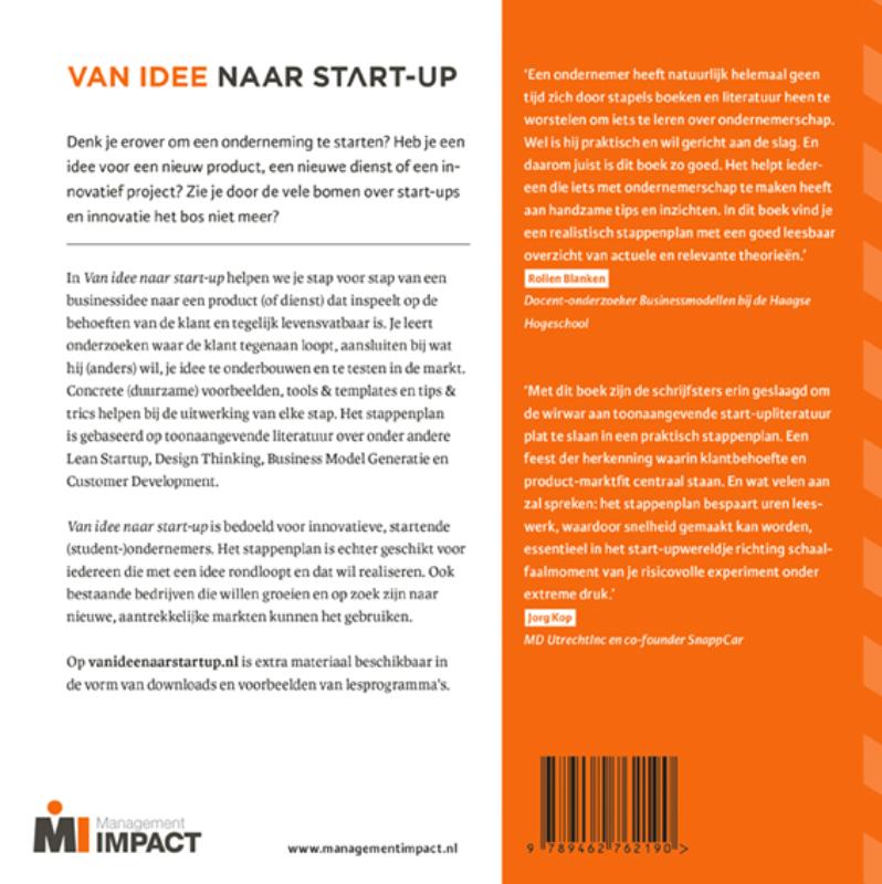 Achterkant van Van idee naar start-up
