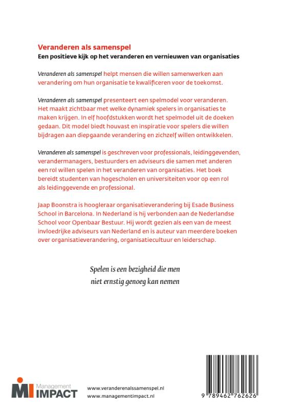 Achterkant van Veranderen als samenspel