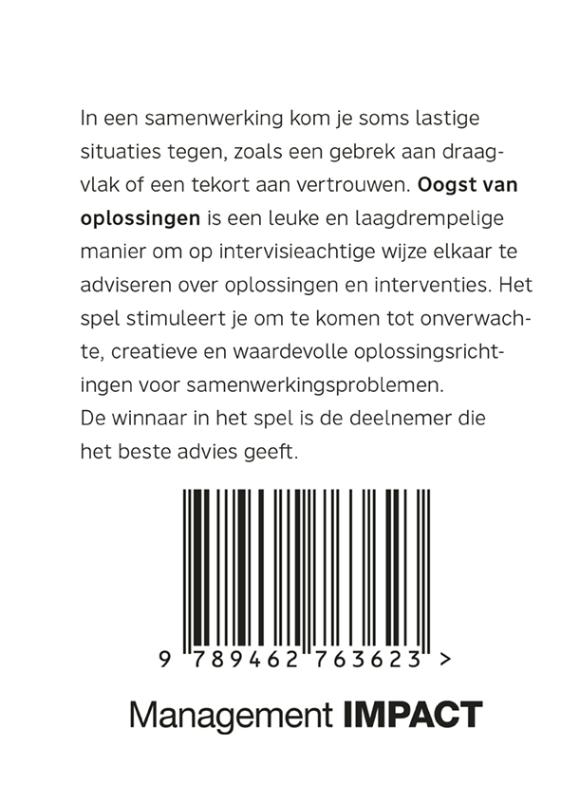 Achterkant van Oogst van oplossingen