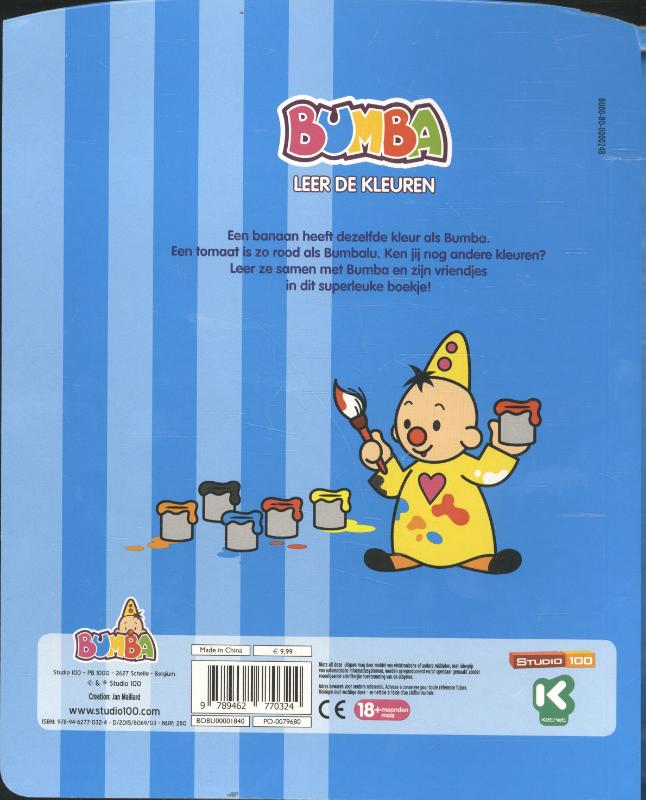 Achterkant van Bumba kartonboek met vormtabs-Leer de kleuren