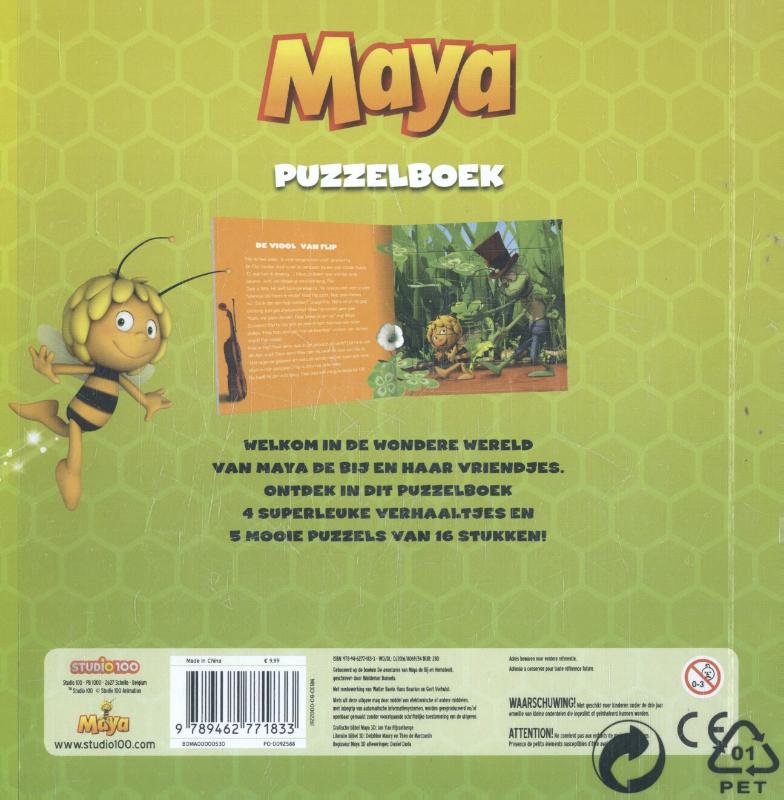 Achterkant van Puzzelboek met leuke verhaaltjes