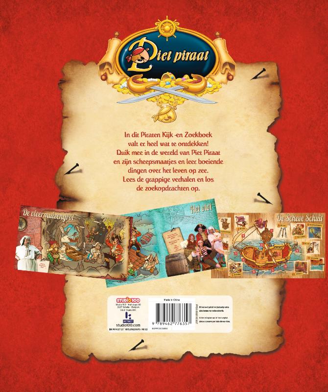Achterkant van Piet Piraat : Het piraten kijk- en zoekboek