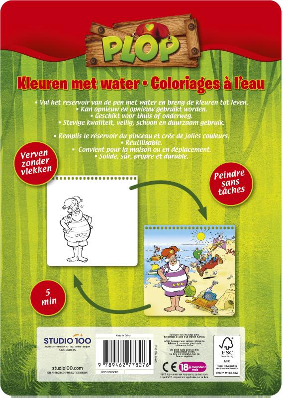 Achterkant van Plop : Kleuren met water