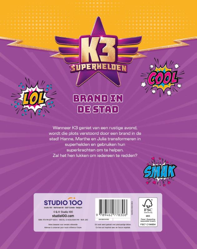 Achterkant van K3 : leesboek - Superhelden