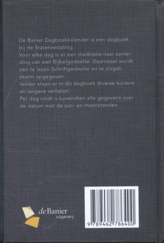 Achterkant van De Banier dagboekkalender 2017