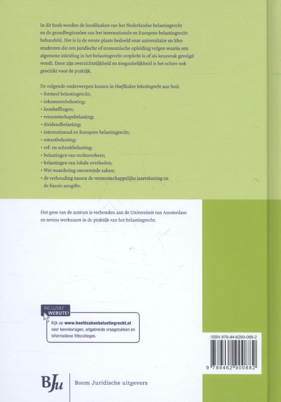 Achterkant van Hoofdzaken belastingrecht