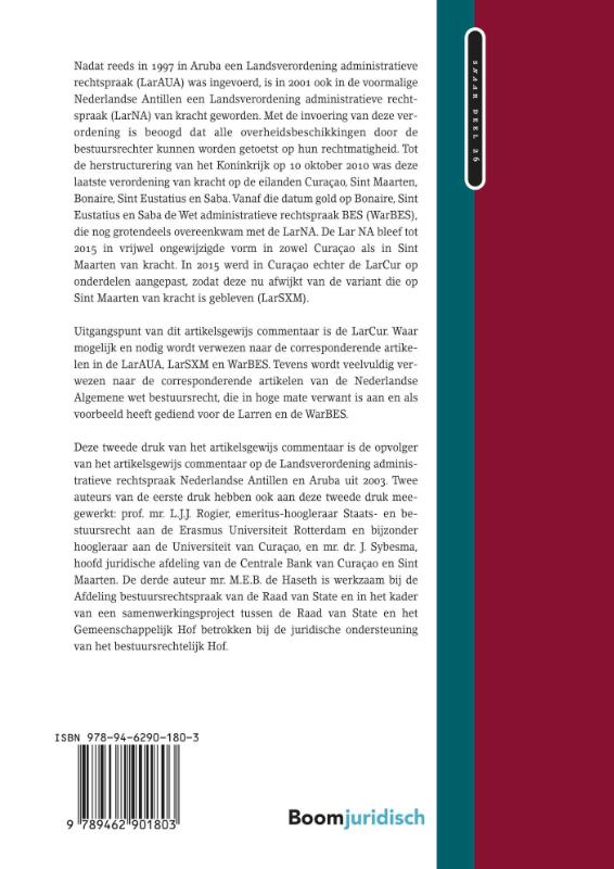 Achterkant van Landsverordening administratieve rechtspraak Curaçao