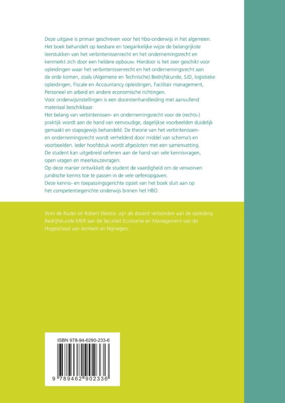 Achterkant van Verbintenissenrecht & ondernemingsrecht