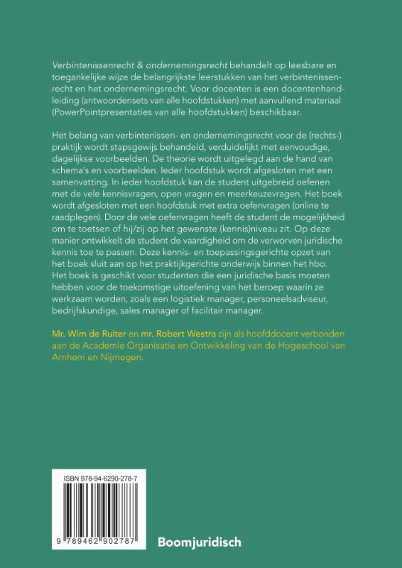 Achterkant van Verbintenissenrecht & ondernemingsrecht