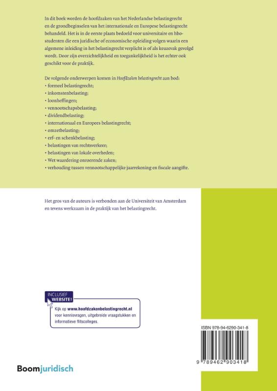 Achterkant van Hoofdzaken belastingrecht