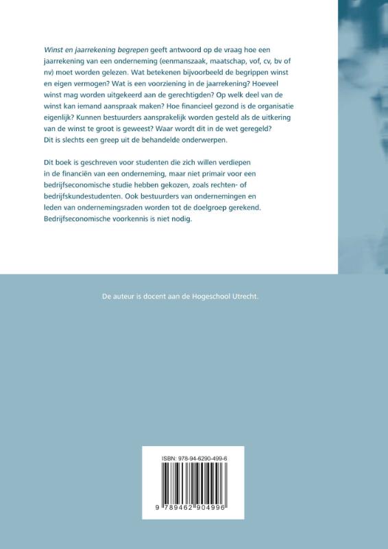 Achterkant van Winst en jaarrekening begrepen