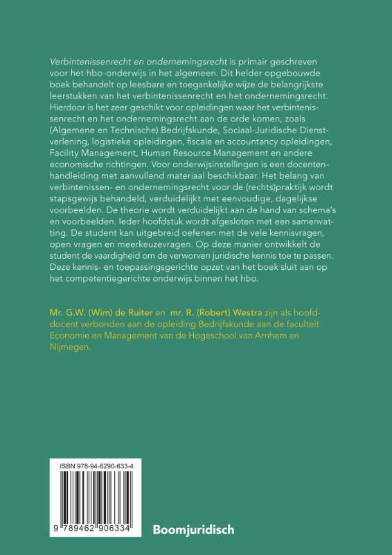 Achterkant van Verbintenissenrecht & ondernemingsrecht