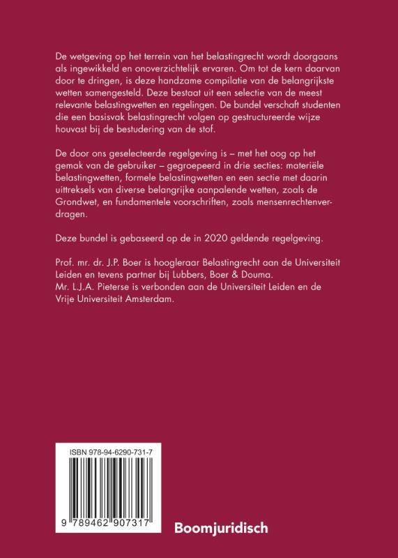 Achterkant van Wetgeving belastingrecht 2020