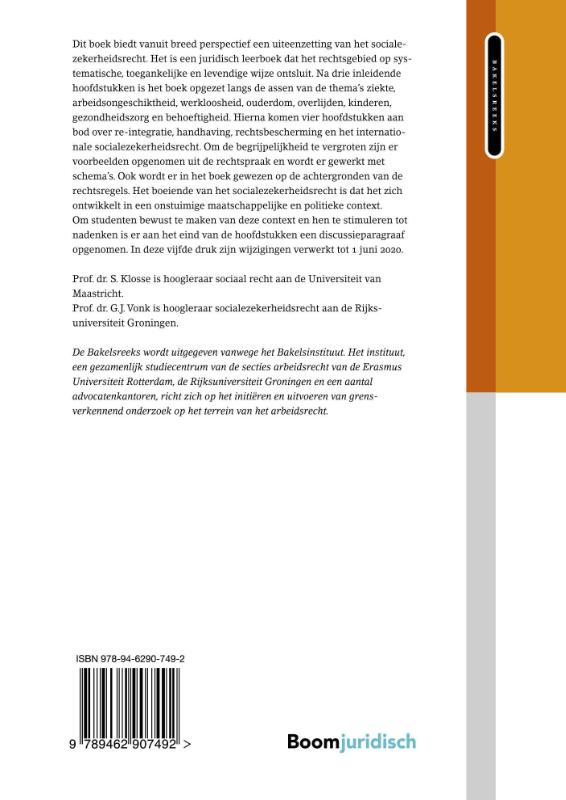 Achterkant van Hoofdzaken socialezekerheidsrecht