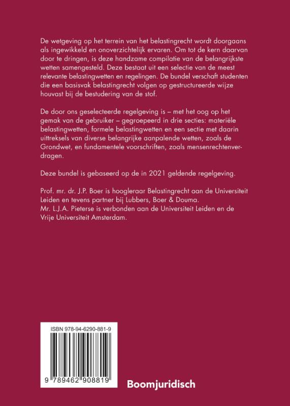 Achterkant van Wetgeving belastingrecht 2021