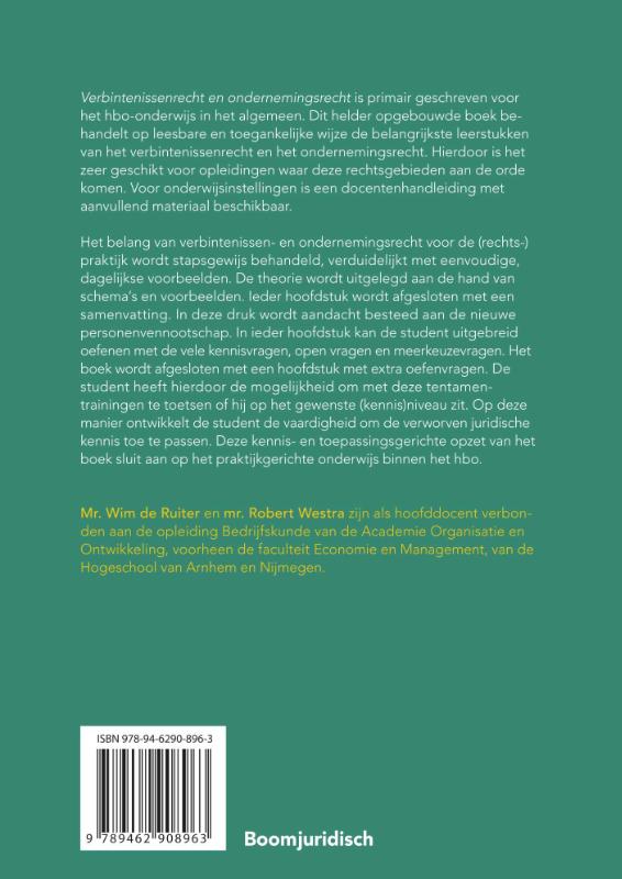 Achterkant van Verbintenissenrecht & ondernemingsrecht