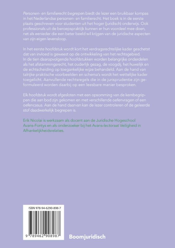 Achterkant van Personen- en Familierecht begrepen