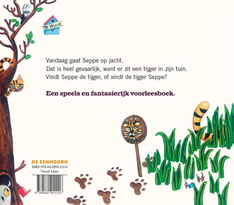 Achterkant van Er zit een tijger in mijn tuin