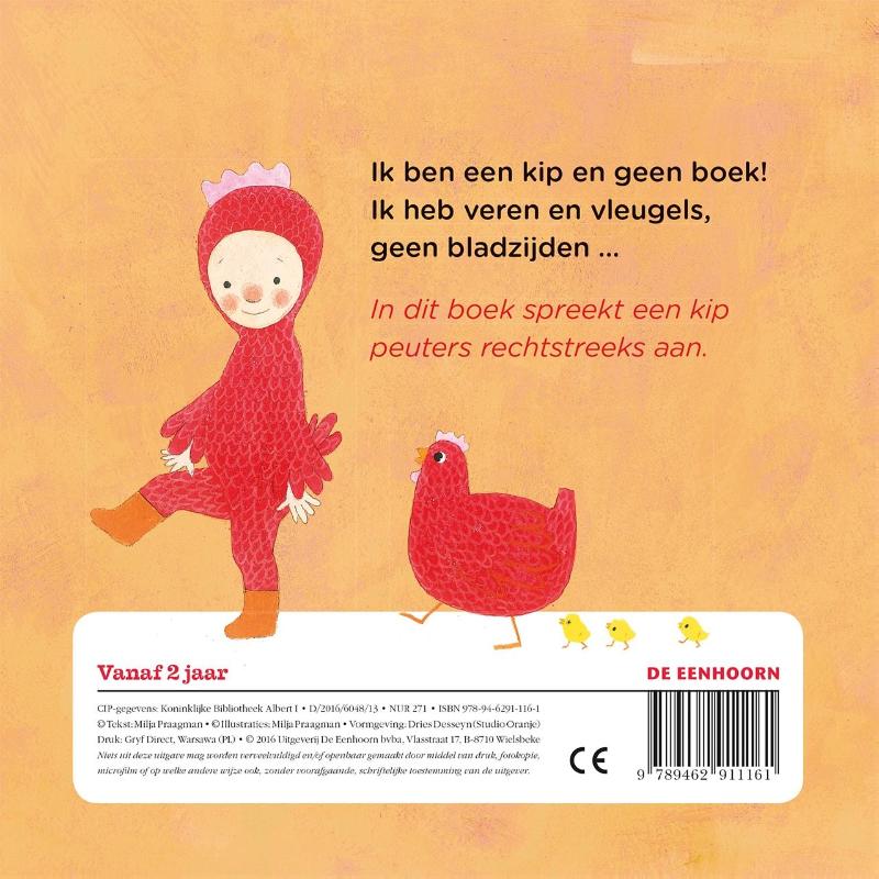 Achterkant van Ik ben geen boek, ik ben een kip