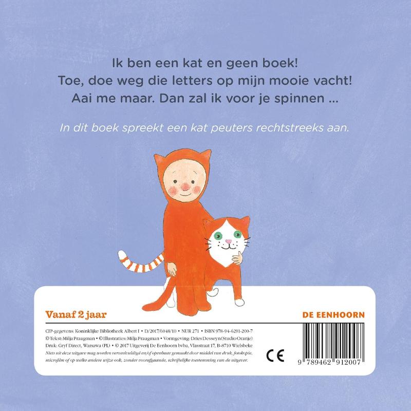 Achterkant van Ik ben geen boek, ik ben een kat