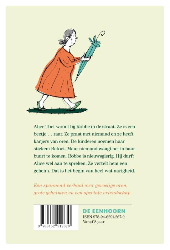 Achterkant van Het wonderlijke verhaal van Alice Toet