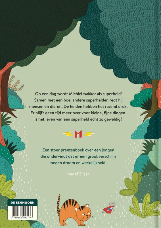 Achterkant van Michiel, de superheld