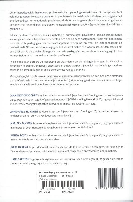 Achterkant van Orthopedagogiek maakt verschil!