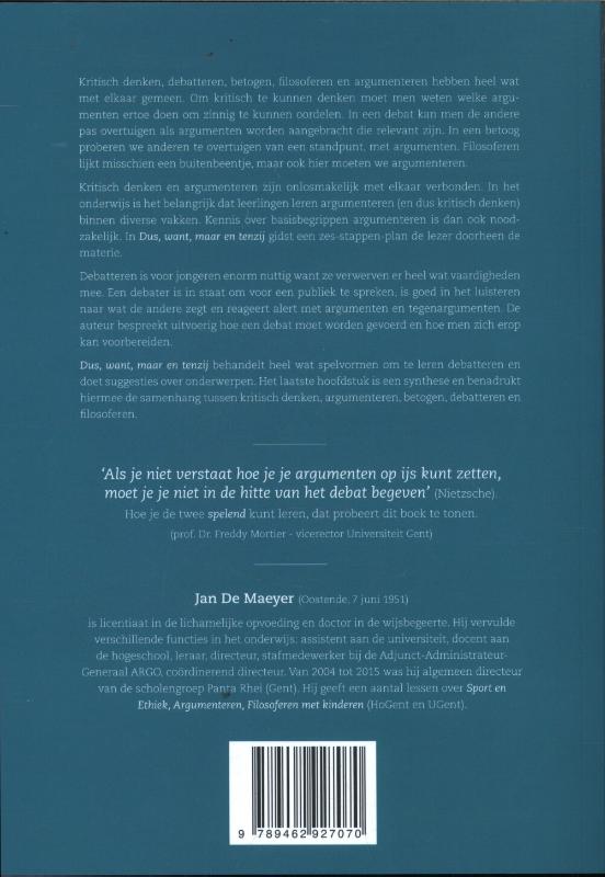 Achterkant van Dus, want, maar en tenzij