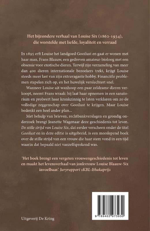 Achterkant van De stille strijd van Louise Six