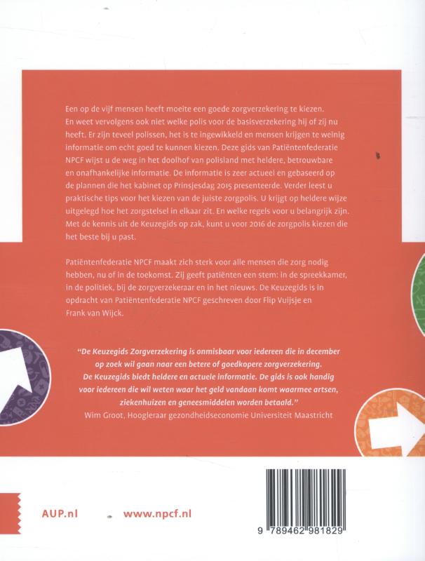 Achterkant van Keuzegids zorgverzekering 2016