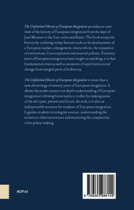Achterkant van The Unfinished History of European Integration