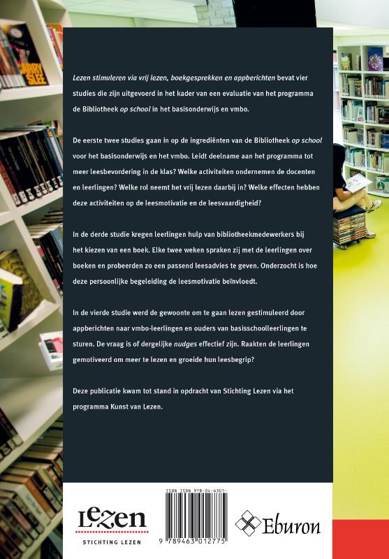 Achterkant van Lezen stimuleren via vrij lezen, boekgesprekken en appberichten