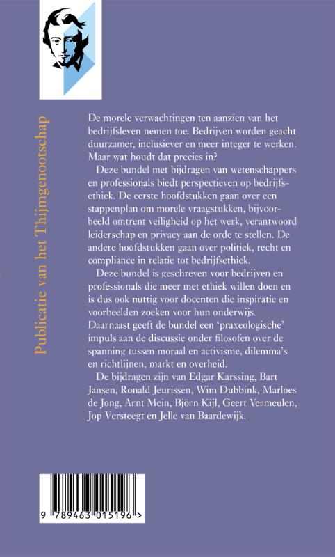 Achterkant van Tijd voor bedrijfsethiek