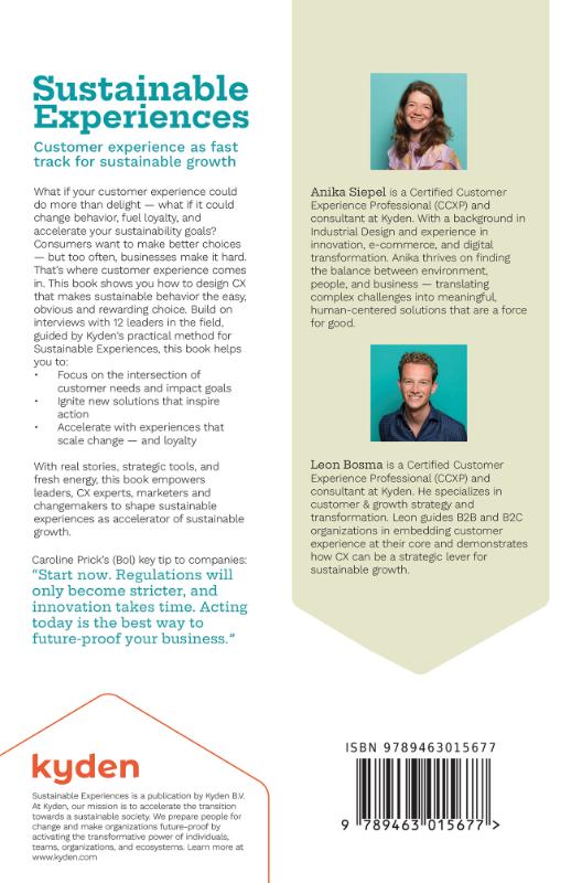 Achterkant van Sustainable Experiences