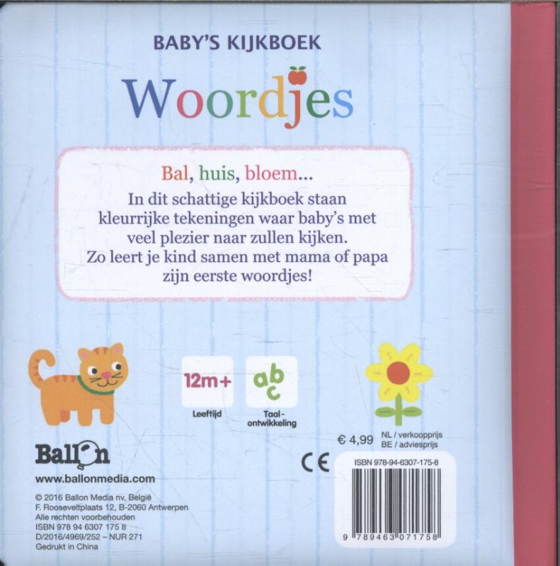 Achterkant van Baby's kijkboek: woordjes