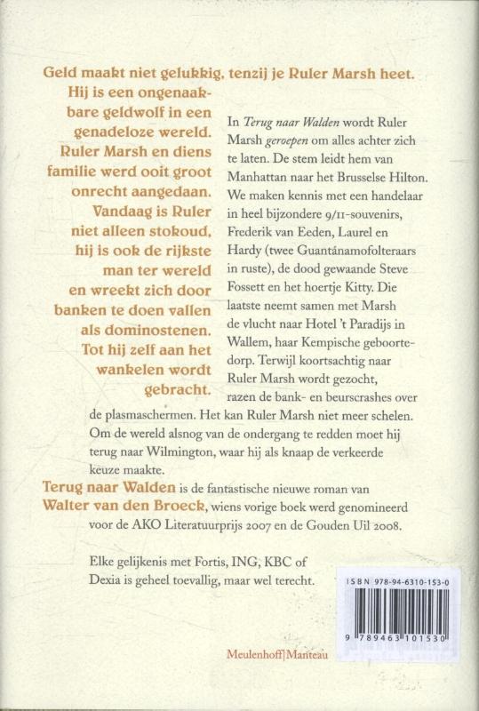 Achterkant van Terug naar Walden