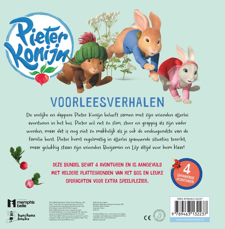 Achterkant van Pieter Konijn Voorleesverhalen