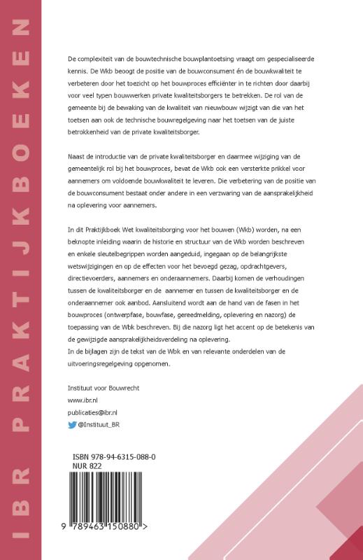 Achterkant van Praktijkboek Wet kwaliteitsborging voor het bouwen (Wkb)