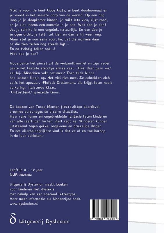 Achterkant van Dummie de mummie en de gouden scarabee