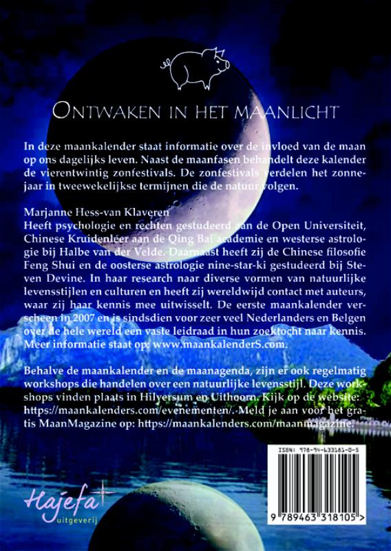 Achterkant van Maankalender 2019