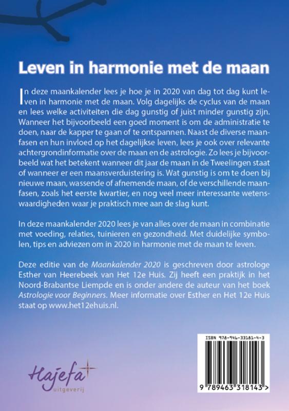 Achterkant van Maankalender 2020