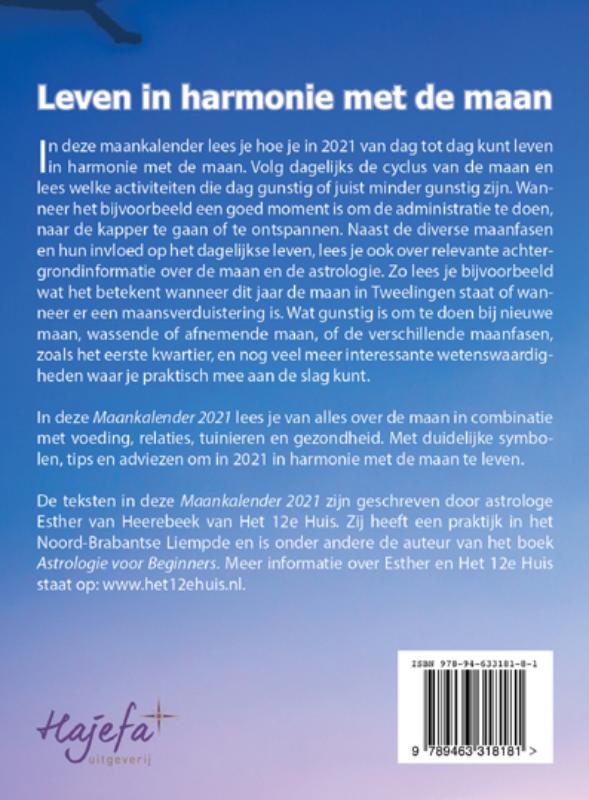 Achterkant van Maankalender 2021