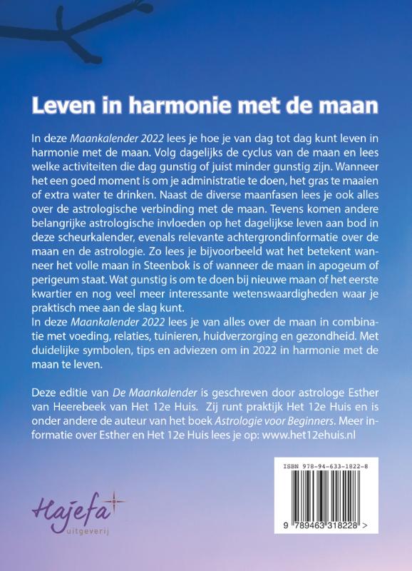 Achterkant van Maankalender 2022