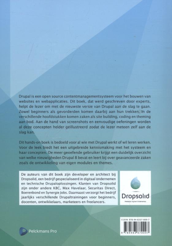 Achterkant van Aan de slag met Drupal 8