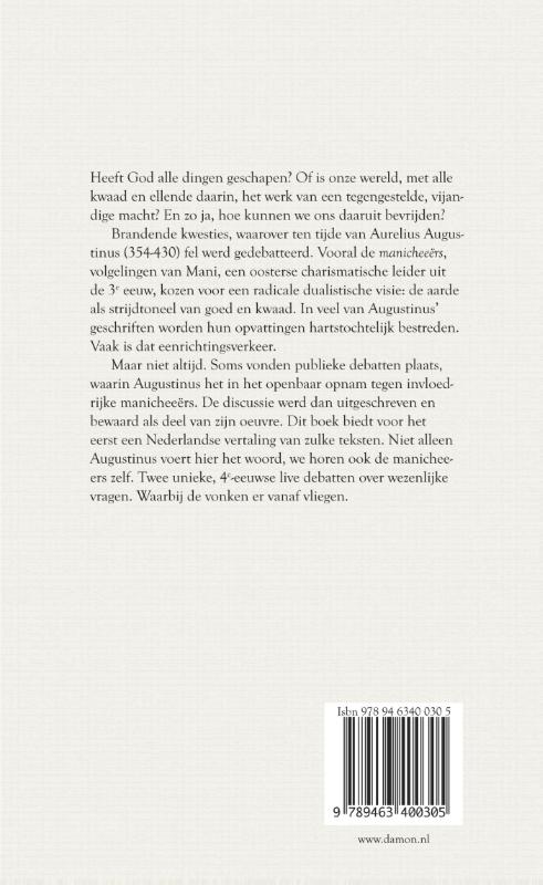 Achterkant van Debatten over God en wereld