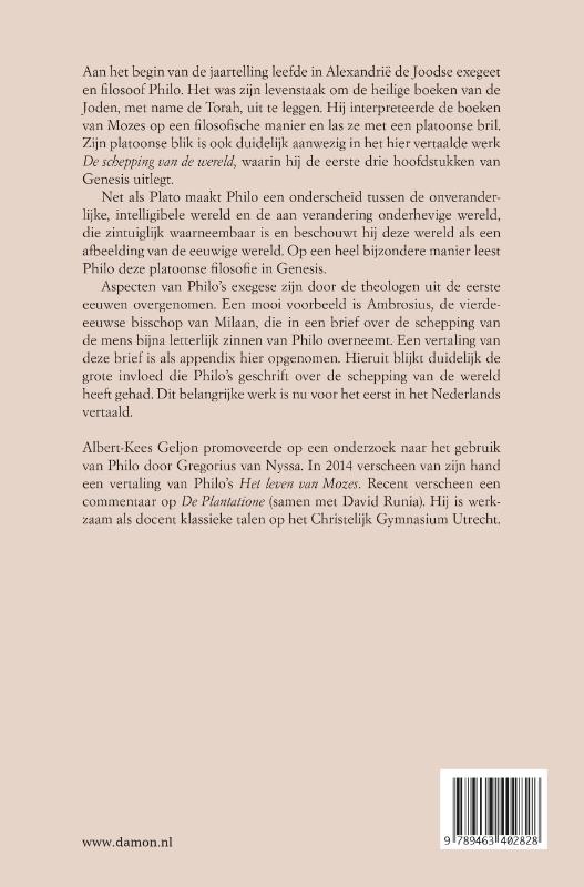 Achterkant van Philo van Alexandrië, De schepping van de wereld