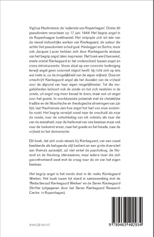 Achterkant van Het begrip angst