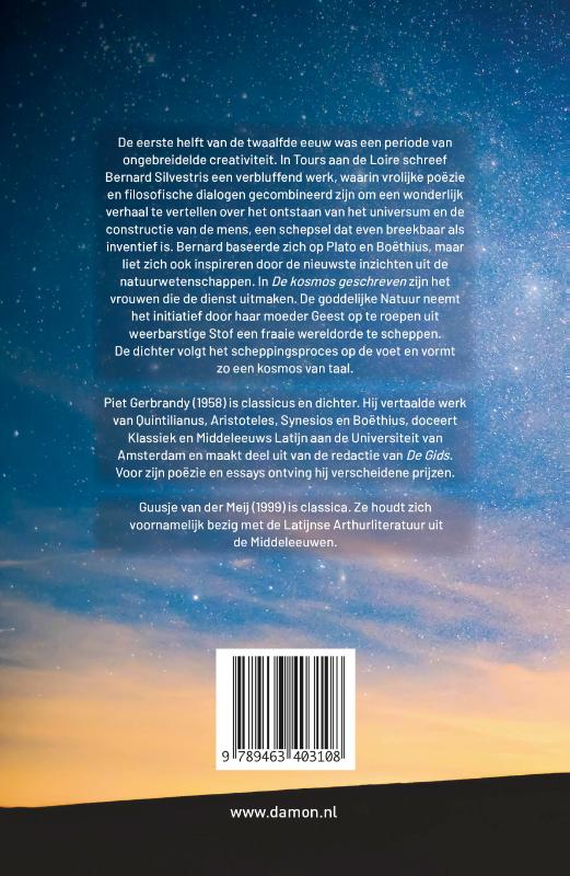 Achterkant van De kosmos geschreven